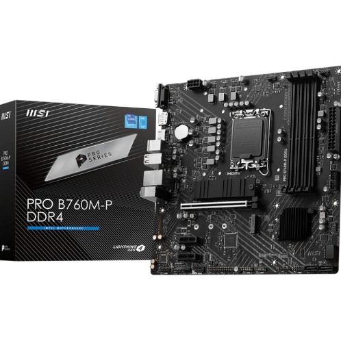 PLACA MSI PRO B760M-P DDR4, CHIP INTEL B760, LGA1700, HDMI, DP, VGA, MATX.