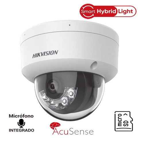 CAMARA HIKVISION DOMO IP 8MP 4K, SMART HYBRID LIGHT, 2 MICROF, 2.8 MM, IR30 M, EXTERIOR IP67, ACUSENSE | DS-2CD2183G2-LIS2U