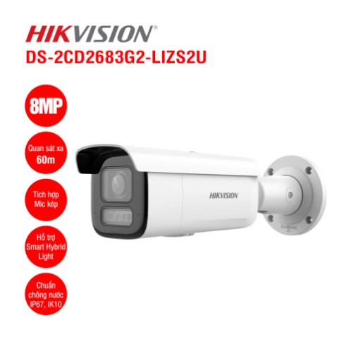 CAMARA HIKVISION 8MP TUBO VARIFOCAL MOTORIZADA HIBRIDA  ACUSENSE | HK-DS-2CD2683G2-LIZS2U